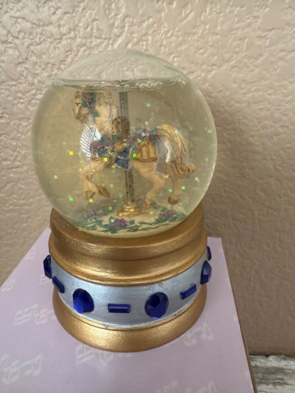 San Francisco Music Box Mini Carousel Snow Globe Sapphire Music of the Night - Picture 8 of 13